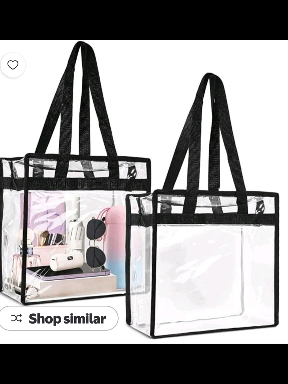 Clear PVC Tote Bag with Black Trim and Handles
